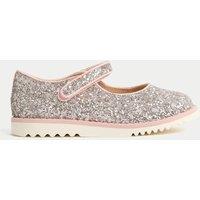 M&S Kids' Glitter Mary Jane Shoes (4 Small - 2 Large) Silver Mix