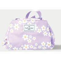 Drawstring Flat Lay Makeup Bag In Lilac Daisy