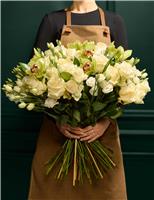 Luxury White Rose & Cymbidium Orchid Bouquet