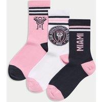 3pk Cotton Rich Inter Miami Sports Socks (8 Small - 7 Large)