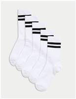 5 Pack Cotton Rich Striped Sports Socks (6 Small-7 Large)