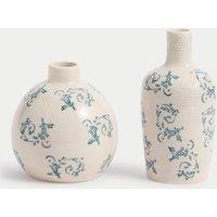 Set of 2 Floral Ceramic Bud Vases