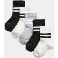 M&S 5 Pack Cotton Rich Baby Socks (0-3 Yrs) Black Mix