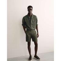 Linen Blend Herringbone Shorts