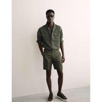 Linen Blend Herringbone Shorts