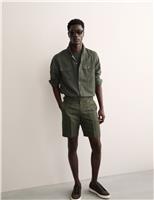 Linen Blend Herringbone Shorts