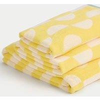 M&S Pure Cotton Geometric Semi Circle Towel Yellow Mix