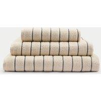 M&S Pure Cotton Textured Striped Towel Neutral