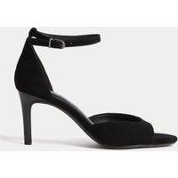 Suede Ankle Strap Stiletto Heel Sandals