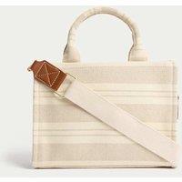 Pure Cotton Striped Cross Body Bag