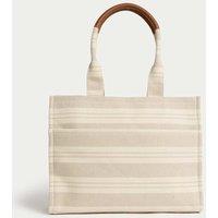 Pure Cotton Canvas Striped Tote Bag