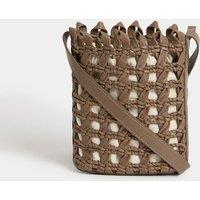 Pure Leather Woven Cross Body Bag