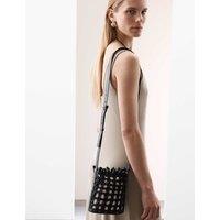 Pure Leather Woven Cross Body Bag