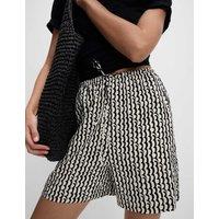 Printed Pure Twill High Waisted Shorts