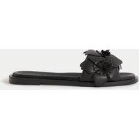 Leather Corsage Flat Mules