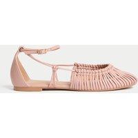 Woven Strappy Flat Ballet Pumps