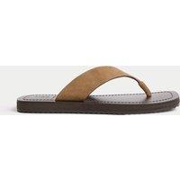 Suede Flat Square Toe Sandals