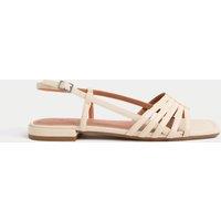 Metallic Strappy Flat Square Toe Sandals