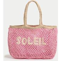 Straw & Jute Macram Beach Tote Bag