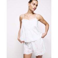 M&S Pure Cotton Voile Cami Shortie Set White