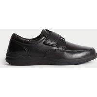 M&S Wide Fit Leather Riptape Shoes Black