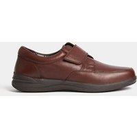 M&S Wide Fit Leather Riptape Shoes Brown
