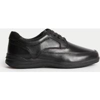 M&S Wide Fit Leather Apron Shoes Black