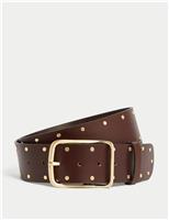 Leather Wide Studded Belt