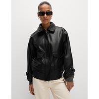 Faux Leather Relaxed Fit Jacket