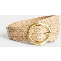 Circle Buckle Raffia Belt