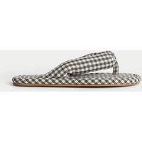 Gingham Open Toe Thong Slippers