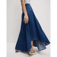 Denim High Waisted Maxi Asymmetric Skirt