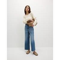 M&S Wide Leg Cropped Jeans Medium Indigo