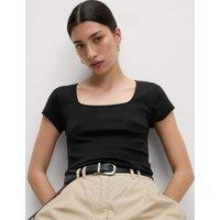 Pure Cotton Square Neck Slim Fit Top
