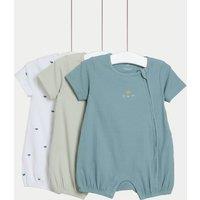 3pk Cotton Rich Rompers (7lbs-12 Mths)