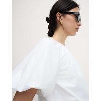 Pure Cotton Bubble Hem Puff Sleeve Top