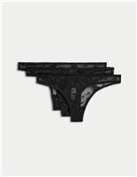 3pk Daisy Embroidery Mesh Thongs