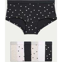 7pk Cotton Rich Heart Print Shorts (5-16 Yrs)
