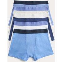 M&S 5 Pack Cotton with Stretch Nautical Trunks (5-16 Yrs) Blue Mix