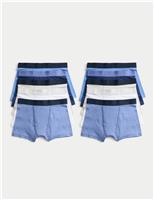 M&S 10 Pack Cotton with Stretch Nautical Trunks (5-16 Yrs) Navy Mix
