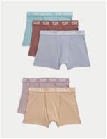 5pk Cotton with Stretch Slogan Trunks (5-16 Yrs)