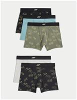 5pk Cotton with Stretch Gamer Trunks (5-16 Yrs)
