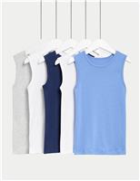 5pk Pure Cotton Plain Vests (2-14 Yrs)