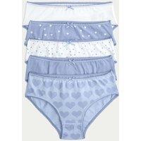 M&S 10 Pack Cotton with Stretch Lilac Heart Knickers (2-14 Yrs) Lilac Mix