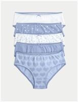 10pk Cotton with Stretch Lilac Heart Knickers (2-14 Yrs)