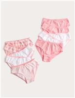 10pk Cotton with Stretch Pink Heart Knickers (2-14 Yrs)