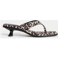 Leopard Print Kitten Heel Sandals