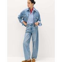M&S Mid Rise Barrel Jeans Light Indigo