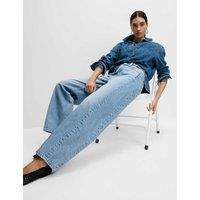 M&S Mid Rise Barrel Jeans Light Indigo