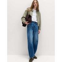 M&S Mid Rise Barrel Jeans Medium Indigo